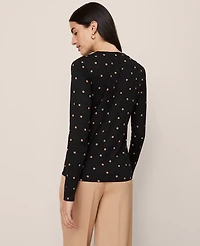 Ann Taylor Dotted Crew Neck Top Cafe Au Lait Women's