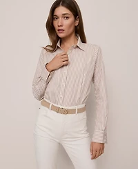 Ann Taylor Weekend Collection Striped Relaxed Perfect Shirt Flower Pot Women's