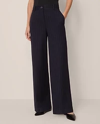 Ann Taylor The Perfect Wide-Leg Pant Navy/White Pinstripe Women's