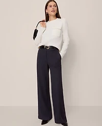 Ann Taylor The Perfect Wide-Leg Pant Navy/White Pinstripe Women's