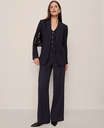 Ann Taylor The Perfect Wide-Leg Pant Navy/White Pinstripe Women's