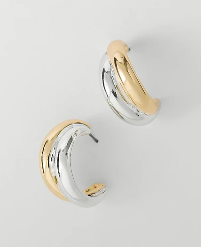Ann Taylor Mixed Metal Double Hoop Earrings Goldtone Women's