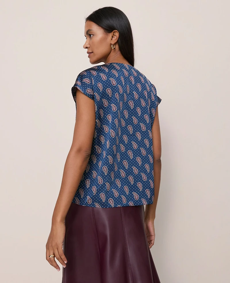 Ann Taylor Paisley Cowl Neck Top Moonlit Backdrop Women's