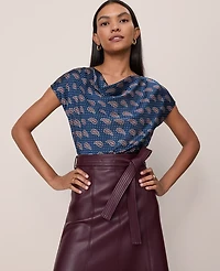 Ann Taylor Paisley Cowl Neck Top Moonlit Backdrop Women's
