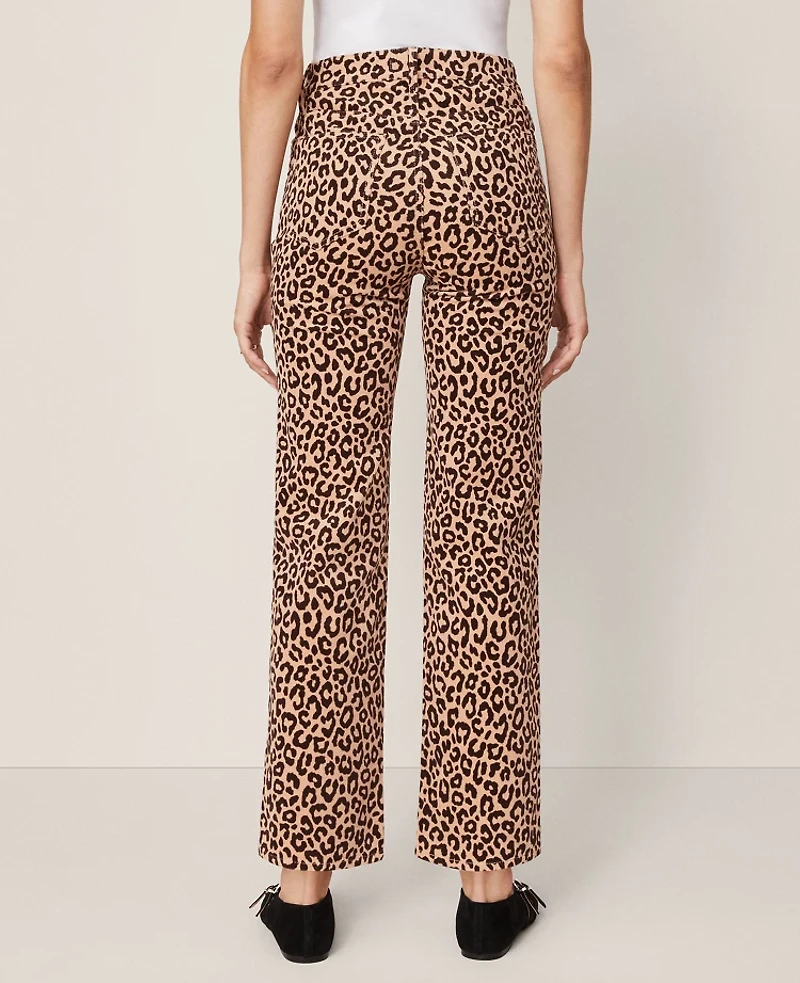 Ann Taylor Weekend Collection High Rise Corduroy Pant Animal Print Cafe Au Lait Women's