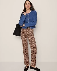 Ann Taylor Weekend Collection High Rise Corduroy Pant Animal Print Cafe Au Lait Women's