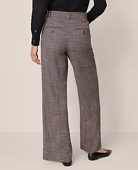 Ann Taylor The Petite Wide-Leg Pant Plaid Black/Brown Multi Women's