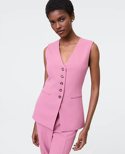 Ann Taylor The Cutaway Vest Fluid Crepe Smokey Rose Women's