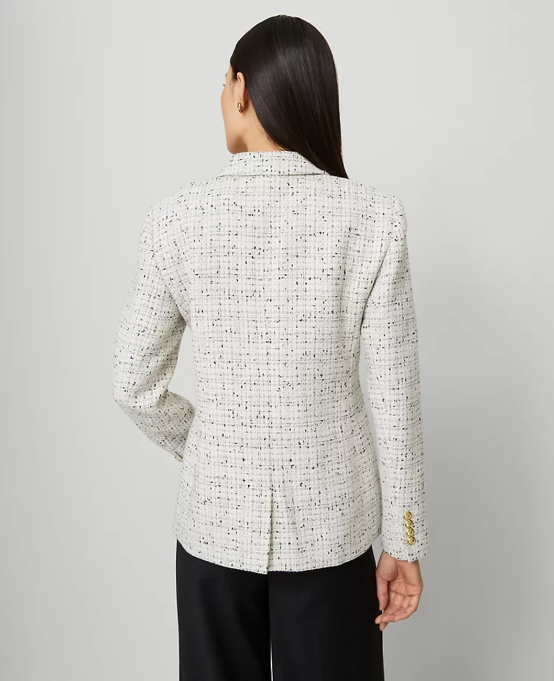 Ann Taylor The Hutton Blazer Tweed Charcoal/White Combo Women's