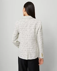 Ann Taylor The Hutton Blazer Tweed Charcoal/White Combo Women's