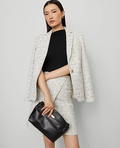 Ann Taylor The Hutton Blazer Tweed Charcoal/White Combo Women's