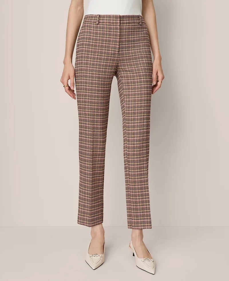 Ann Taylor The Eva Ankle Pant Houndstooth — Curvy Fit Stallion Brown Women's