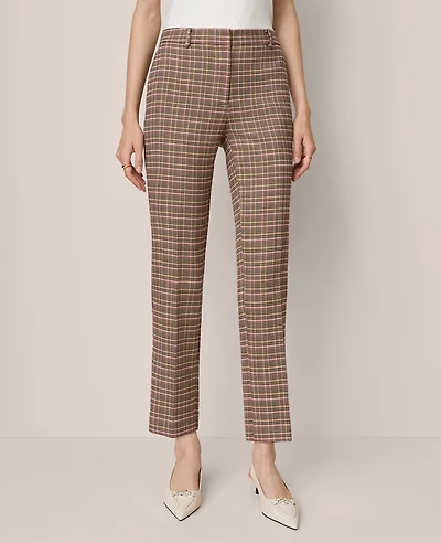 Ann Taylor The Eva Ankle Pant Houndstooth — Curvy Fit Stallion Brown Women's