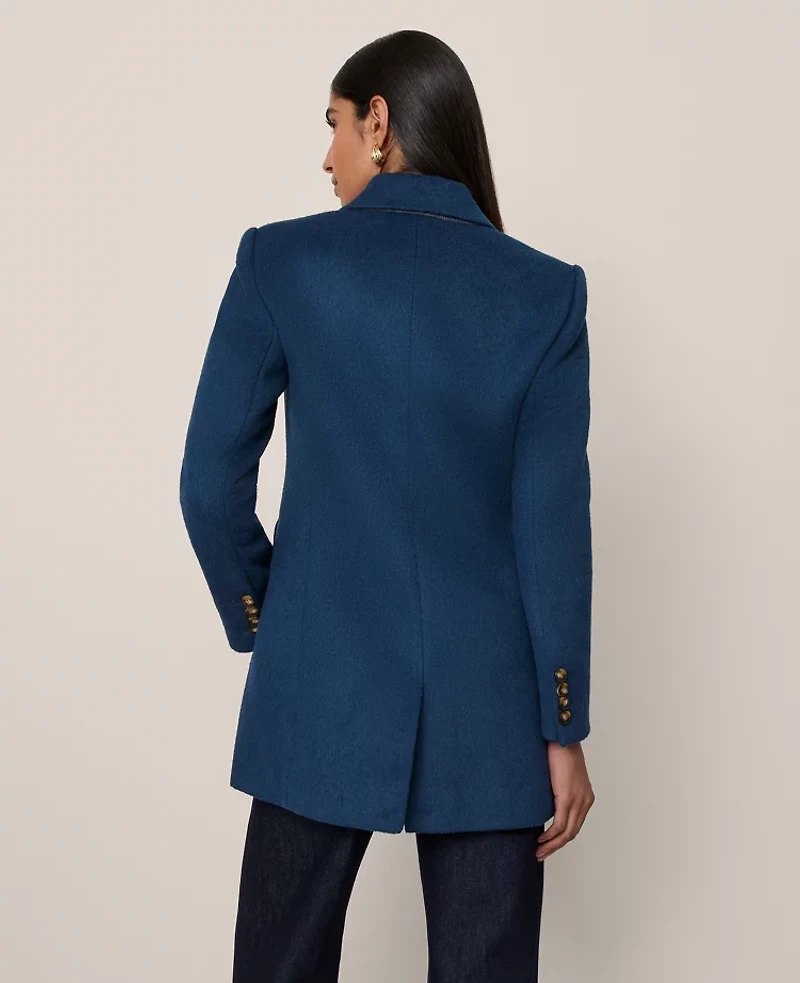 Ann Taylor Petite Fitted Long Double Breasted Coat Moonlit Backdrop Women's