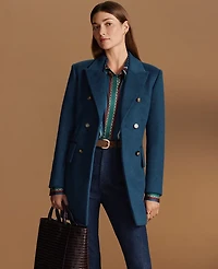 Ann Taylor Petite Fitted Long Double Breasted Coat Moonlit Backdrop Women's