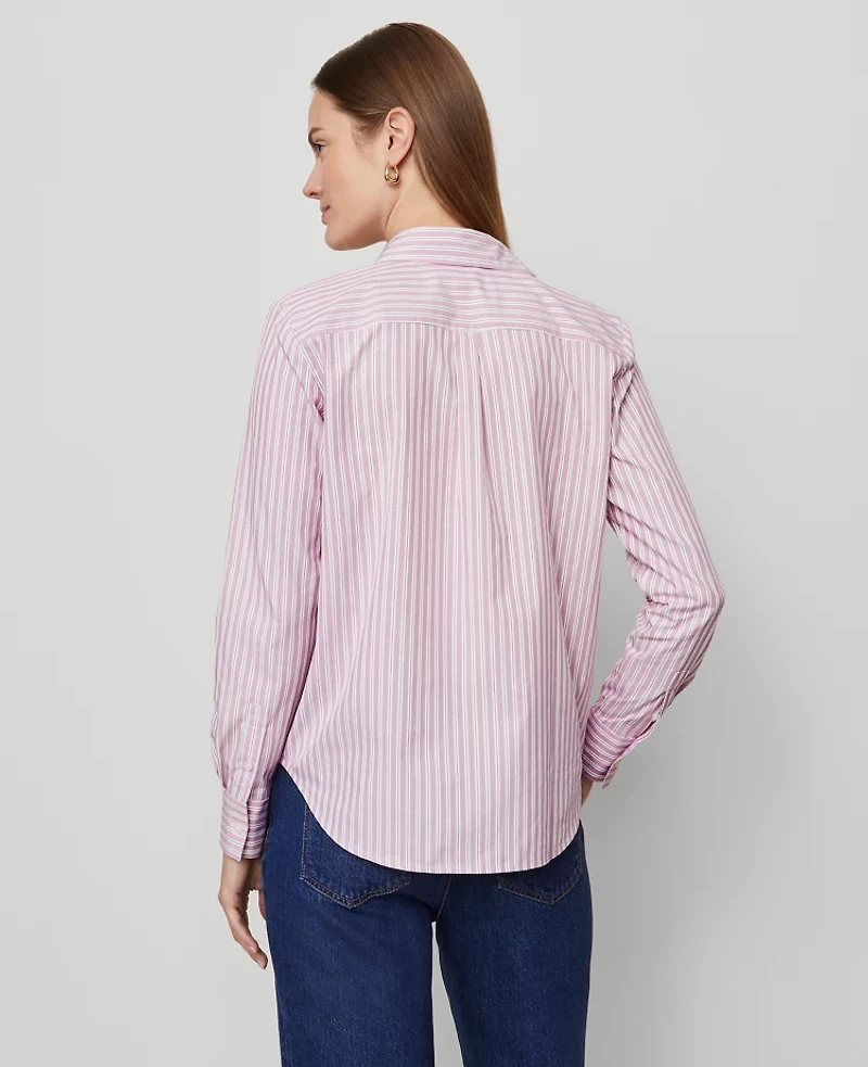 Ann Taylor Petite Striped Relaxed Perfect Shirt Budding Blossom Women's