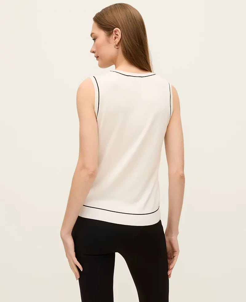 Ann Taylor Tipped Sweater Shell Top Winter White Women's