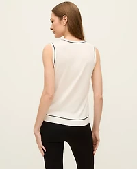 Ann Taylor Tipped Sweater Shell Top Winter White Women's