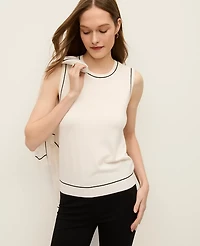 Ann Taylor Tipped Sweater Shell Top Winter White Women's