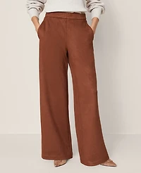 Ann Taylor Petite Weekend Collection Easy Wide-Leg Pant Faux Suede Rich Bronze Women's