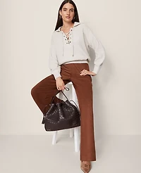 Ann Taylor Petite Weekend Collection Easy Wide-Leg Pant Faux Suede Rich Bronze Women's