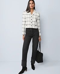 Ann Taylor The Petite Military Blazer Jacket Windowpane Winter White Women's