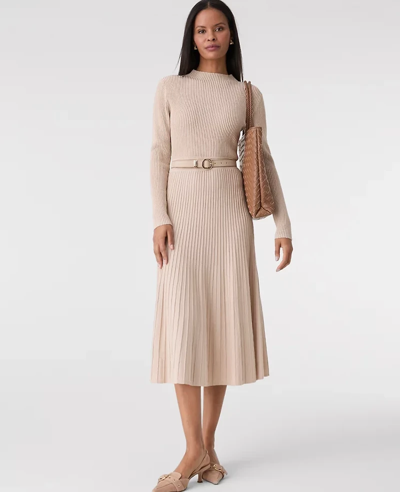 Ann Taylor Ribbed Mock Neck Sweater Dress Women's