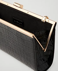 Ann Taylor Croco Rectangle Clutch Handbag Black Women's