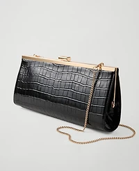 Ann Taylor Croco Rectangle Clutch Handbag Black Women's