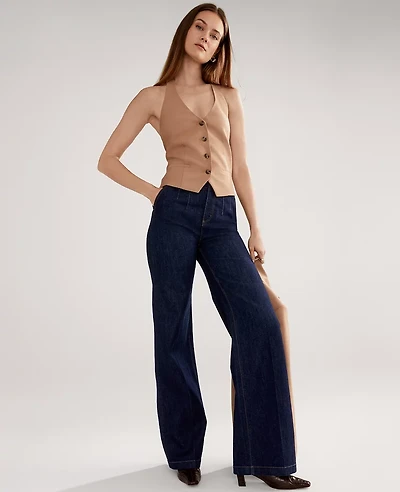 Ann Taylor The Petite Halter Vest Sesame Women's