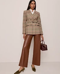Ann Taylor The Petite Grace Straight Pant Faux Leather Midnight Mahogany Women's