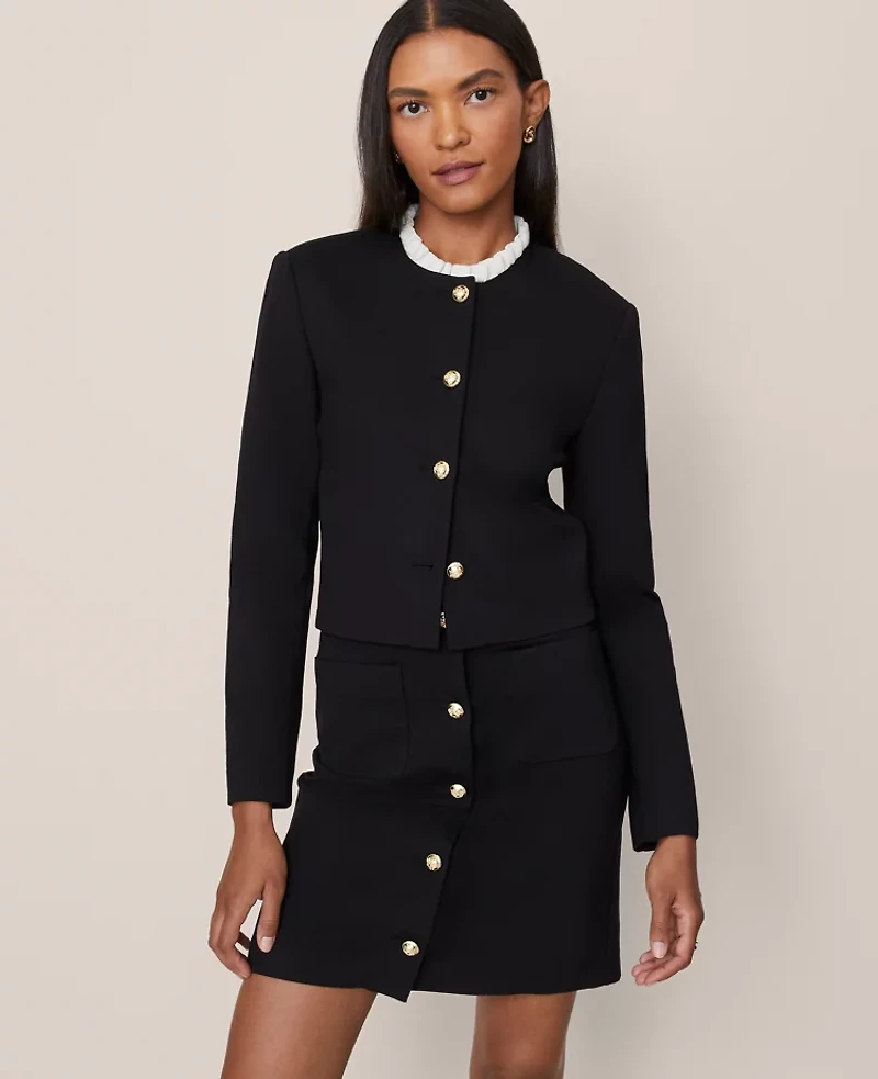 Ann Taylor The Petite Crew Neck Jacket Ponte Women's