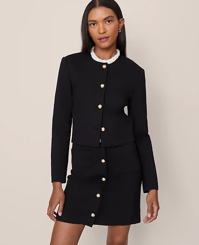 Ann Taylor The Petite Crew Neck Jacket Ponte Women's