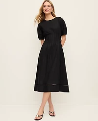 Ann Taylor Pintuck Linen Blend Midi Dress Women's