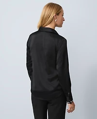 Ann Taylor Embellished Cuff Essential Shirt Black Women's