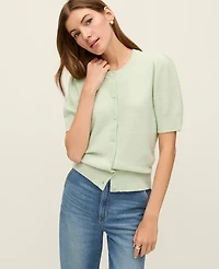 Ann Taylor Weekend Collection Pointelle Crew Neck Cardigan Women's