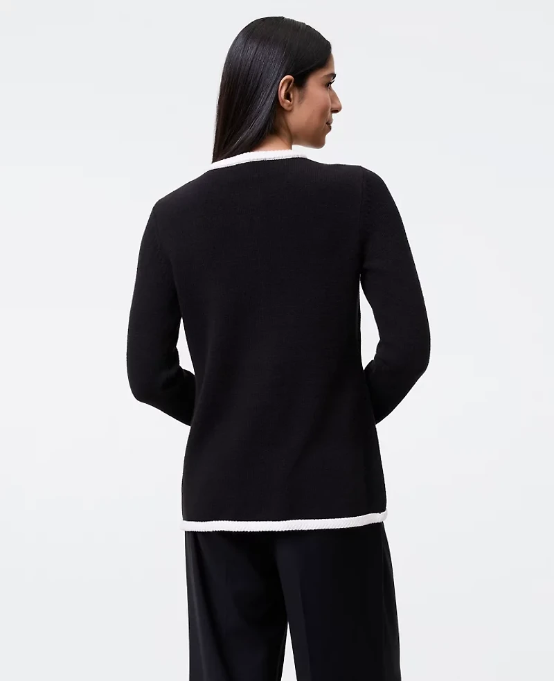 Ann Taylor Textured Trim Sweater Jacket Women's