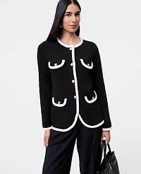 Ann Taylor Textured Trim Sweater Jacket Women's