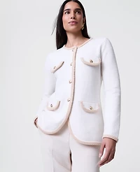 Ann Taylor Textured Trim Sweater Jacket Women's