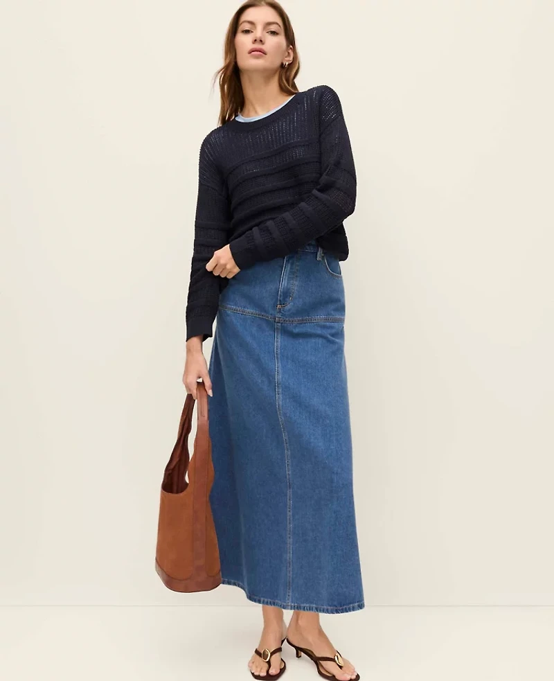 Ann Taylor Weekend Textured Pointelle Sweater Women's