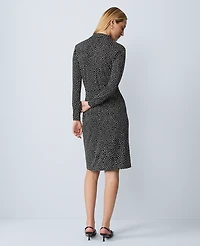 Ann Taylor Dotted Knit Wrap Dress Black Women's