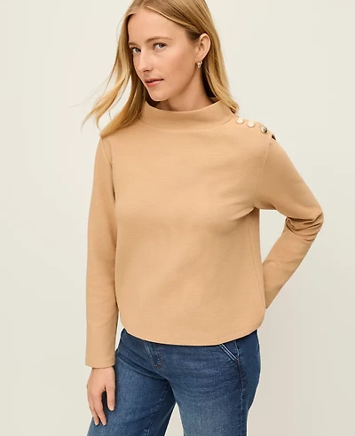 Ann Taylor Long Sleeve Mock Neck Top Women's