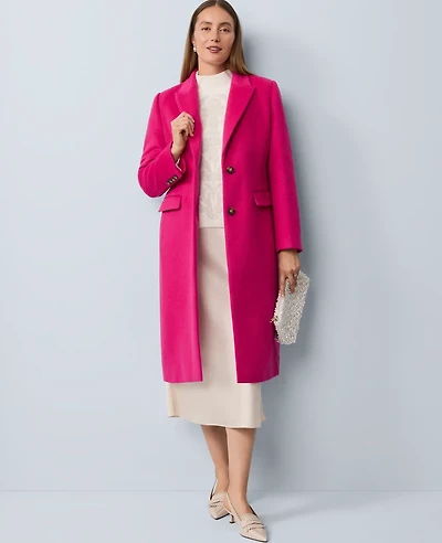 Ann Taylor Chesterfield Coat Electric Pink Women's
