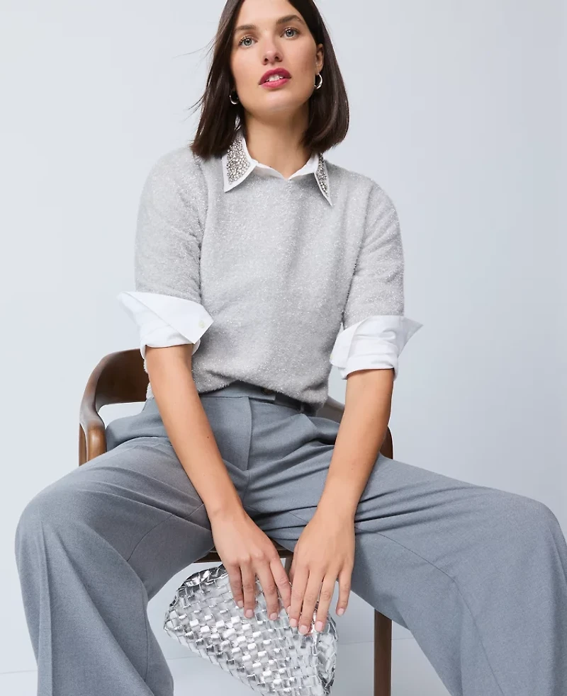 Ann Taylor Metallic Sweater T-Shirt Women's