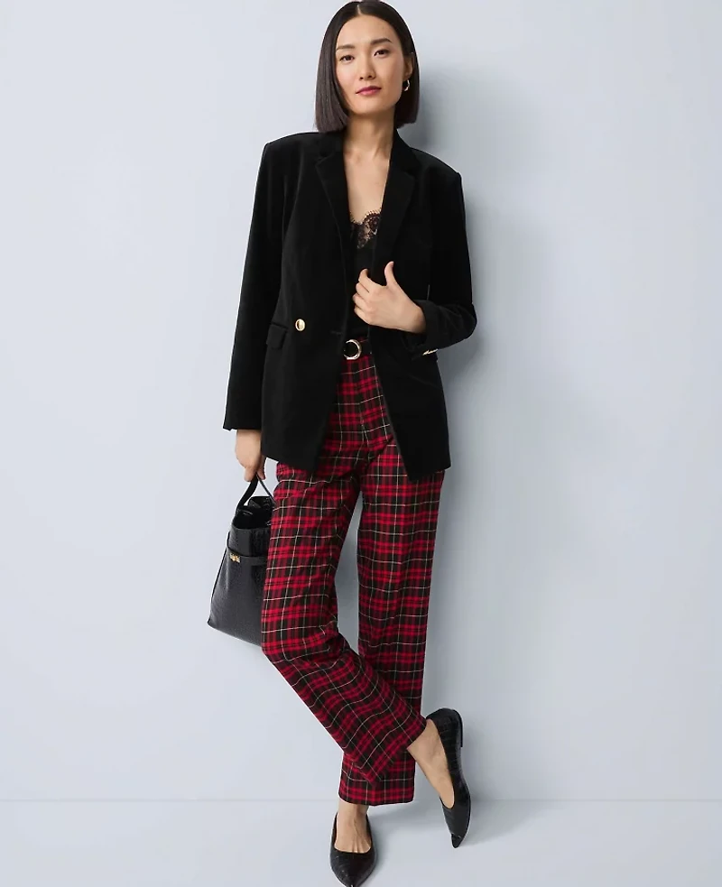 Ann Taylor The Sophia Pant Plaid Iconic Red Women's