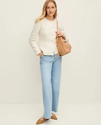 Ann Taylor Tweed Peplum Jacket Winter White Women's