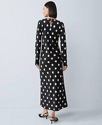 Ann Taylor Dotted Satin Sheath Dress Black Women's