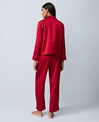 Ann Taylor Satin Tie Front Pajama Set Jewel Red Women's