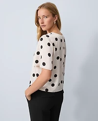 Ann Taylor Dotted Satin Top Ivory Whisper Women's