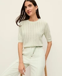 Ann Taylor Pointelle Sweater T-Shirt Women's